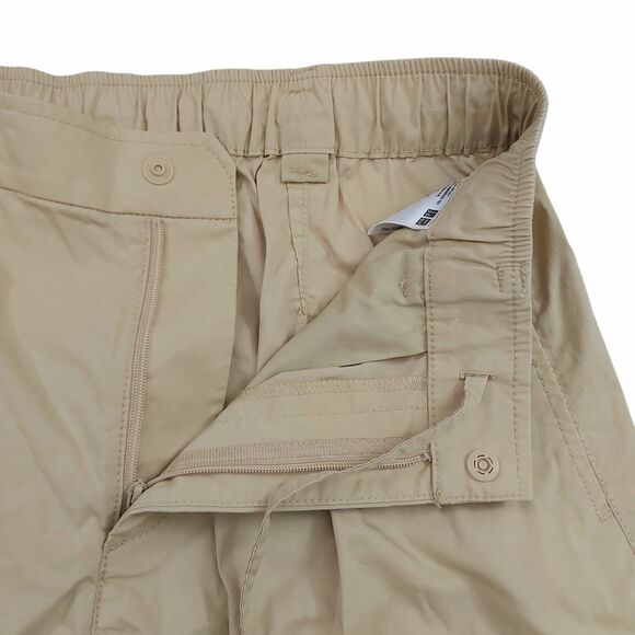 Uniqlo Easy Cargo Pants Womens Small Beige Lightweight Wide Leg Baggy Parachute - Picture 4 of 11